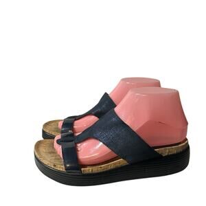 Donald Pliner Faina Blue Suede Cork Wedge Sandals 7.5 M Women's